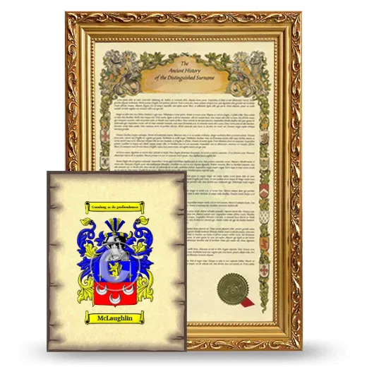 McLaughlin Framed History and Coat of Arms Print - Gold