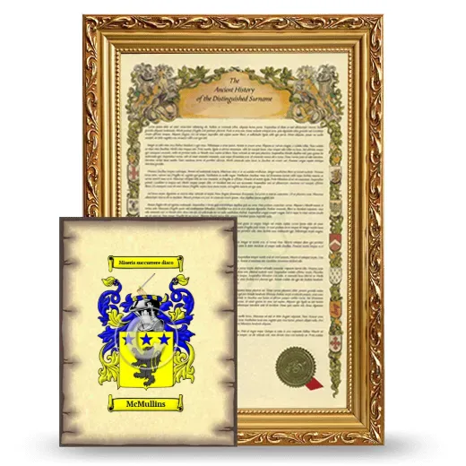 McMullins Framed History and Coat of Arms Print - Gold