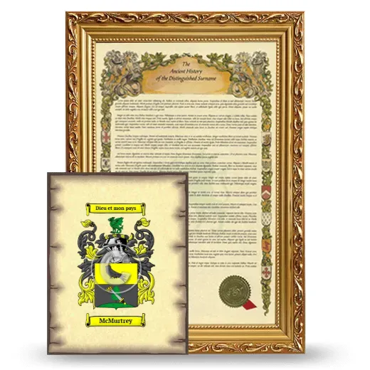 McMurtrey Framed History and Coat of Arms Print - Gold