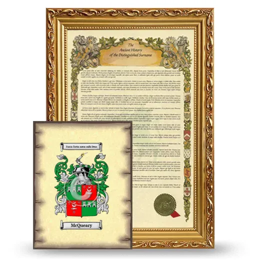 McQueary Framed History and Coat of Arms Print - Gold