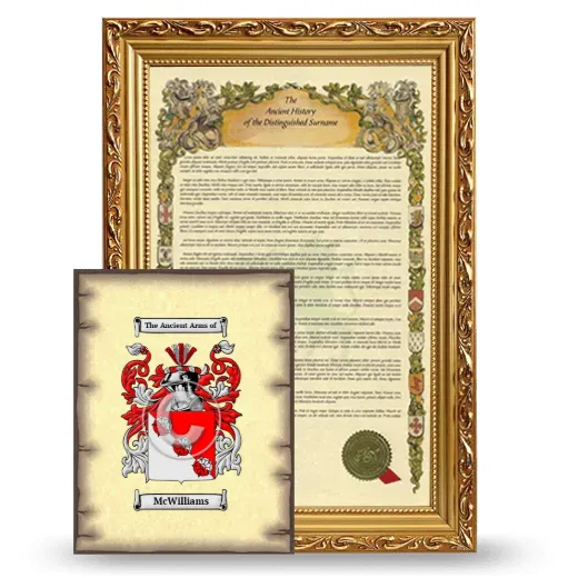 McWilliams Framed History and Coat of Arms Print - Gold