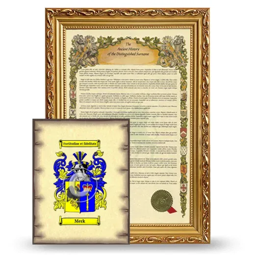 Merk Framed History and Coat of Arms Print - Gold
