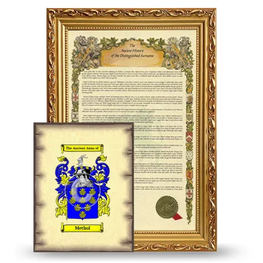 Methol Framed History and Coat of Arms Print - Gold