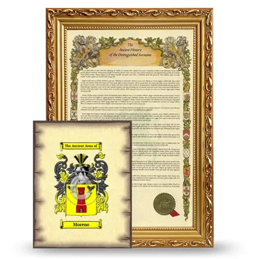 Moreno Framed History and Coat of Arms Print - Gold