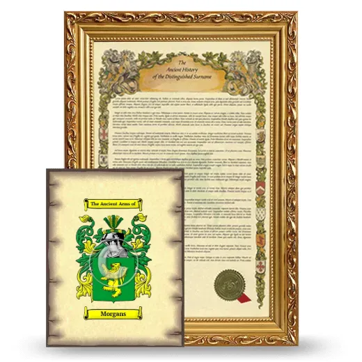 Morgans Framed History and Coat of Arms Print - Gold