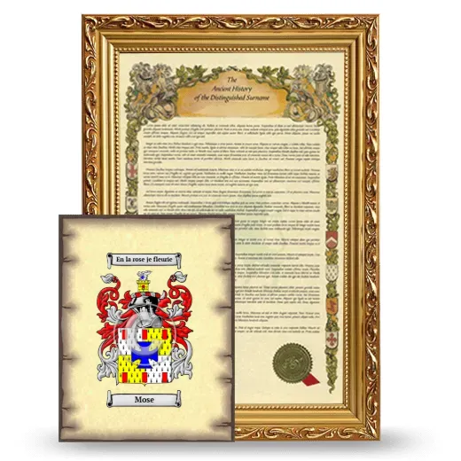 Mose Framed History and Coat of Arms Print - Gold