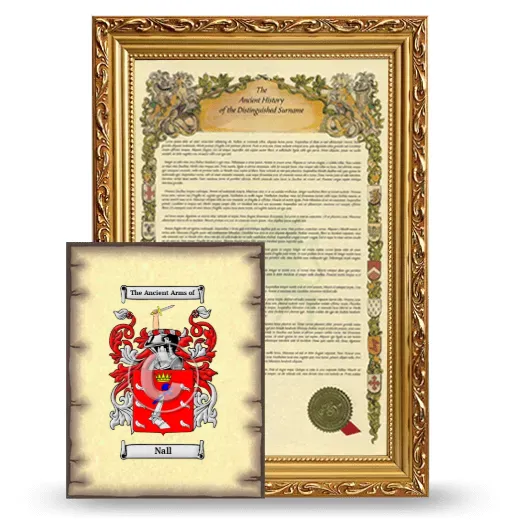 Nall Framed History and Coat of Arms Print - Gold