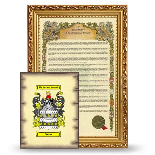 Nelm Framed History and Coat of Arms Print - Gold