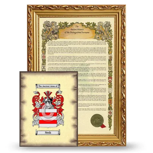 Nesh Framed History and Coat of Arms Print - Gold