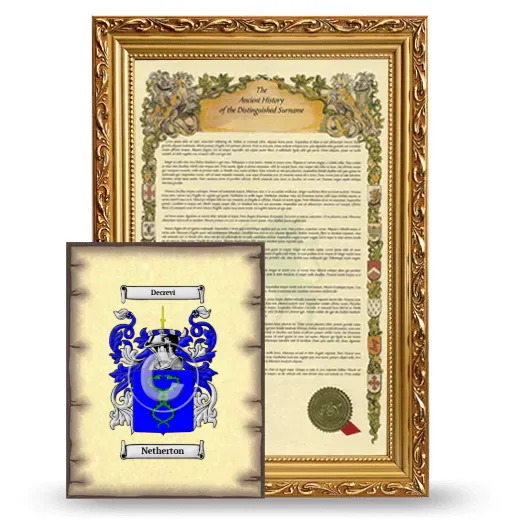 Netherton Framed History and Coat of Arms Print - Gold