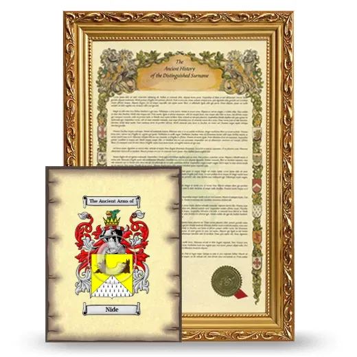 Nide Framed History and Coat of Arms Print - Gold
