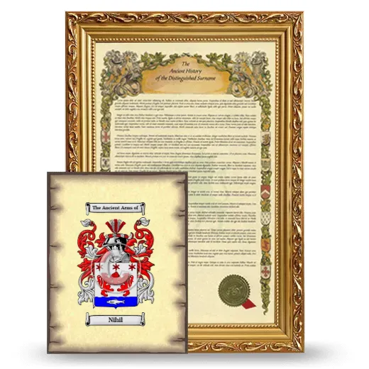 Nihil Framed History and Coat of Arms Print - Gold