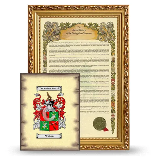 Norton Framed History and Coat of Arms Print - Gold