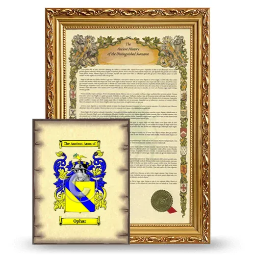 Ophar Framed History and Coat of Arms Print - Gold