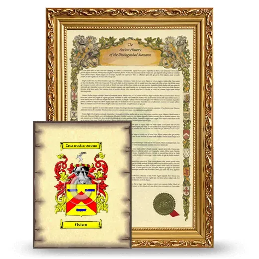 Ostan Framed History and Coat of Arms Print - Gold