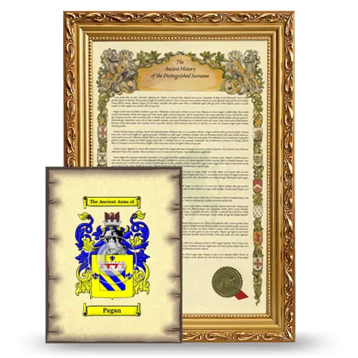 Pagan Framed History and Coat of Arms Print - Gold