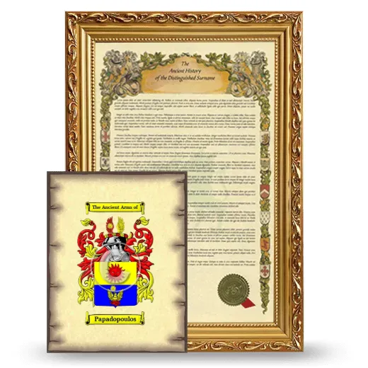 Papadopoulos Framed History and Coat of Arms Print - Gold