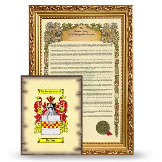 Pardue Framed History and Coat of Arms Print - Gold