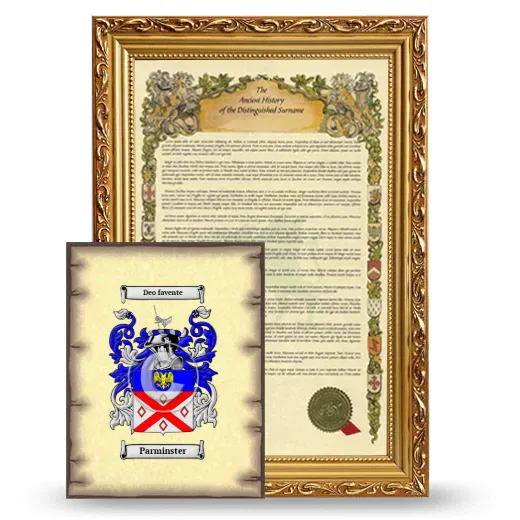 Parminster Framed History and Coat of Arms Print - Gold