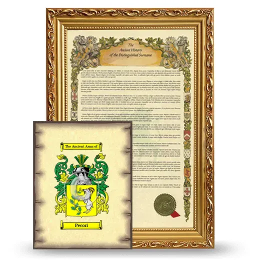 Pecori Framed History and Coat of Arms Print - Gold