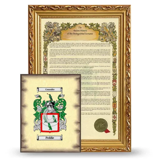 Peddie Framed History and Coat of Arms Print - Gold