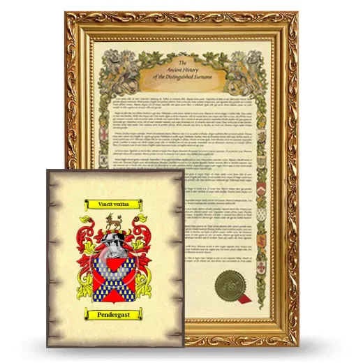 Pendergast Framed History and Coat of Arms Print - Gold