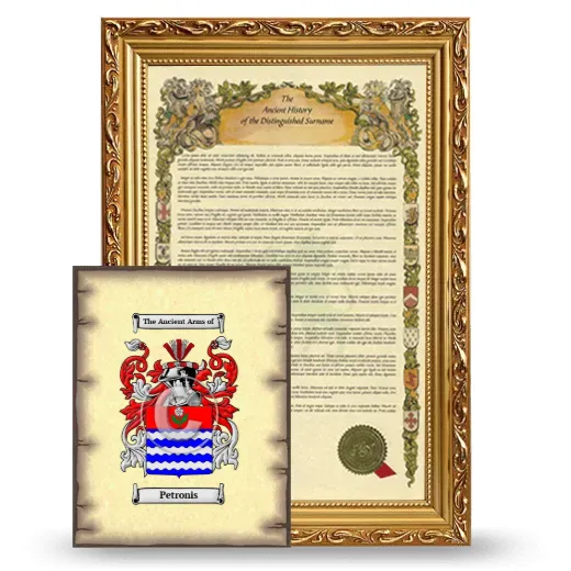 Petronis Framed History and Coat of Arms Print - Gold