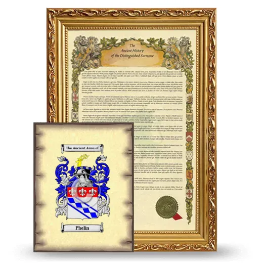 Phelin Framed History and Coat of Arms Print - Gold