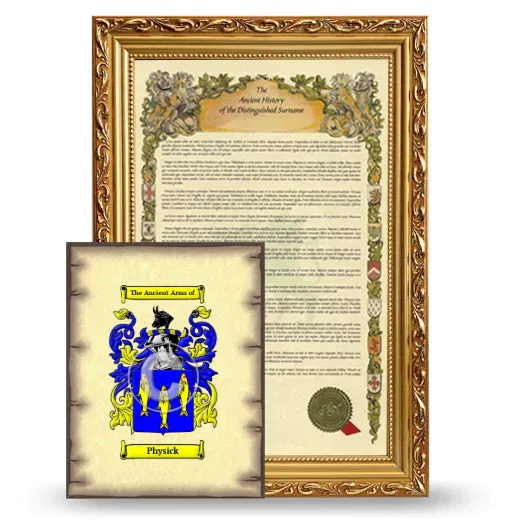 Physick Framed History and Coat of Arms Print - Gold