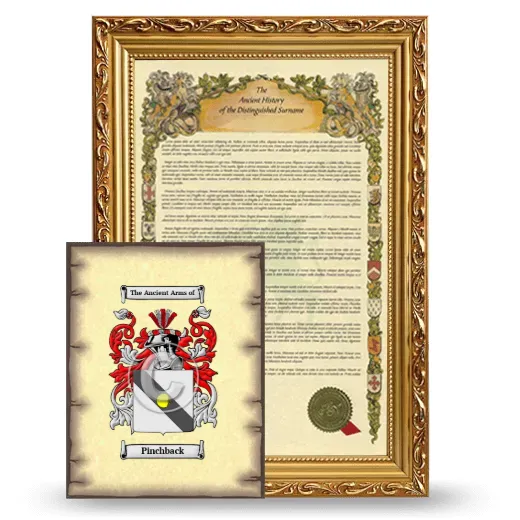 Pinchback Framed History and Coat of Arms Print - Gold