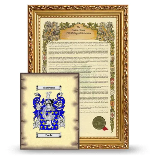 Poole Framed History and Coat of Arms Print - Gold