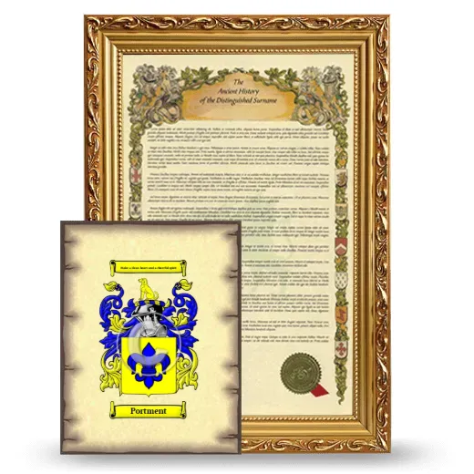 Portment Framed History and Coat of Arms Print - Gold