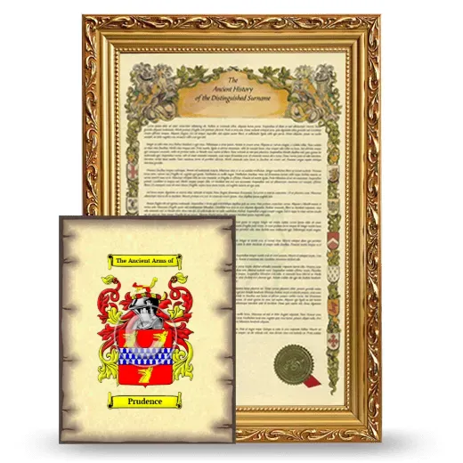 Prudence Framed History and Coat of Arms Print - Gold