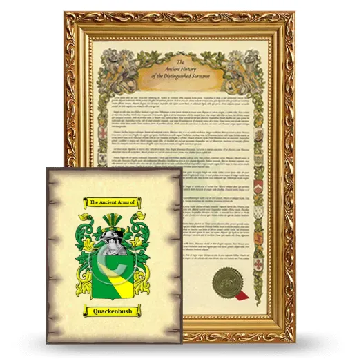Quackenbush Framed History and Coat of Arms Print - Gold