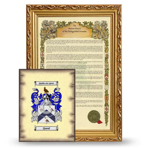 Queal Framed History and Coat of Arms Print - Gold