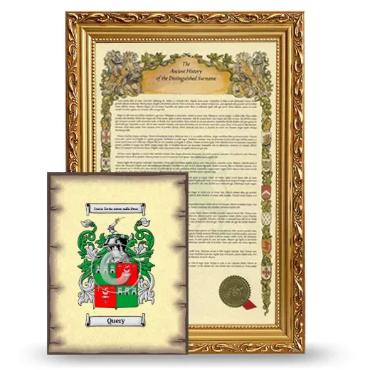 Query Framed History and Coat of Arms Print - Gold