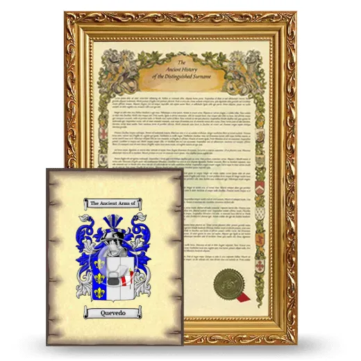 Quevedo Framed History and Coat of Arms Print - Gold