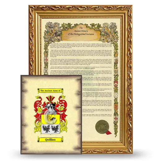 Quillian Framed History and Coat of Arms Print - Gold