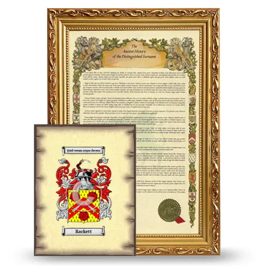 Rackett Framed History and Coat of Arms Print - Gold