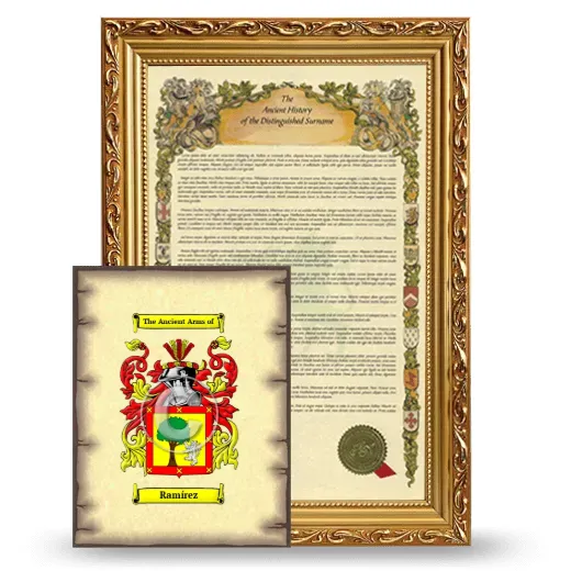Ramírez Framed History and Coat of Arms Print - Gold