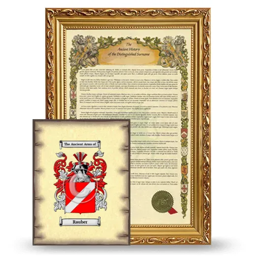 Rauber Framed History and Coat of Arms Print - Gold