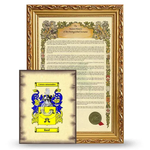 Rauf Framed History and Coat of Arms Print - Gold