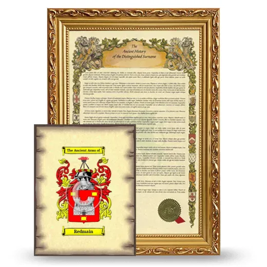 Redmain Framed History and Coat of Arms Print - Gold