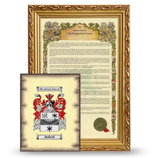 Redwell Framed History and Coat of Arms Print - Gold