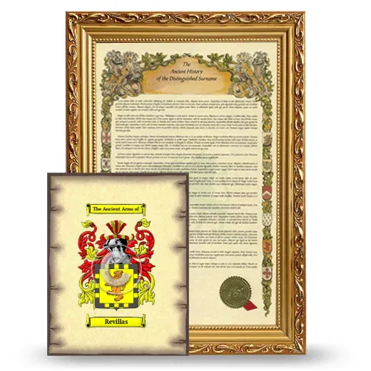 Revillas Framed History and Coat of Arms Print - Gold