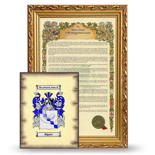 Rigate Framed History and Coat of Arms Print - Gold