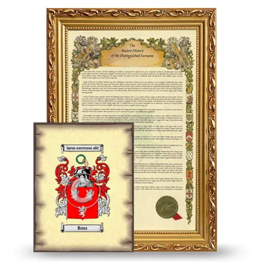 Ross Framed History and Coat of Arms Print - Gold