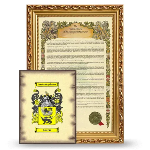 Rourke Framed History and Coat of Arms Print - Gold