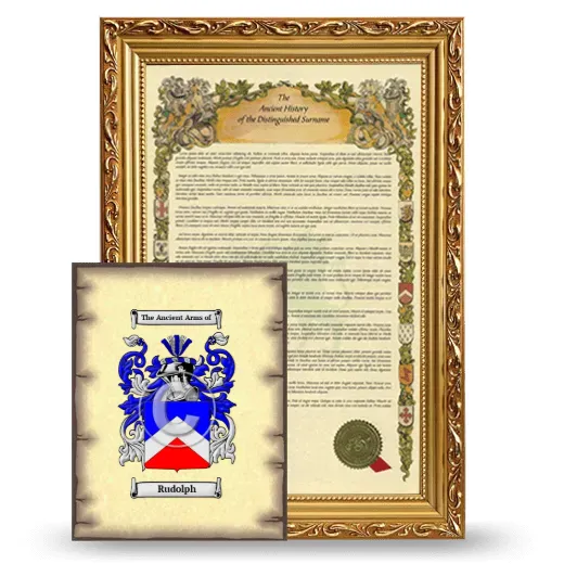 Rudolph Framed History and Coat of Arms Print - Gold