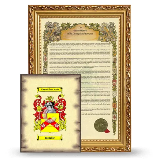 Rumble Framed History and Coat of Arms Print - Gold
